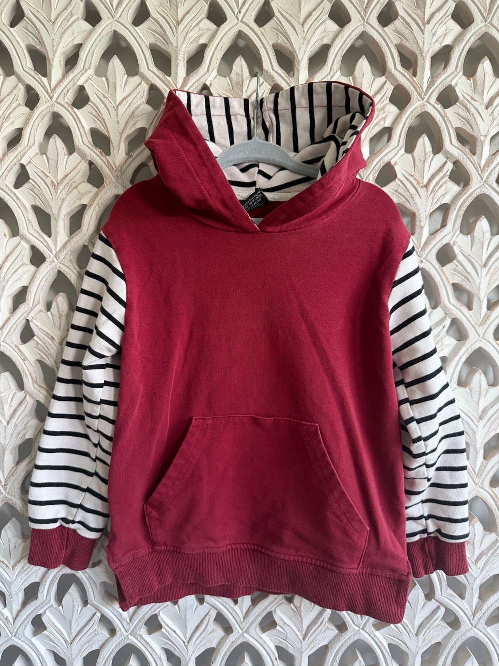 Little Bipsy Striped Hoodie 3T-4T Burgundy